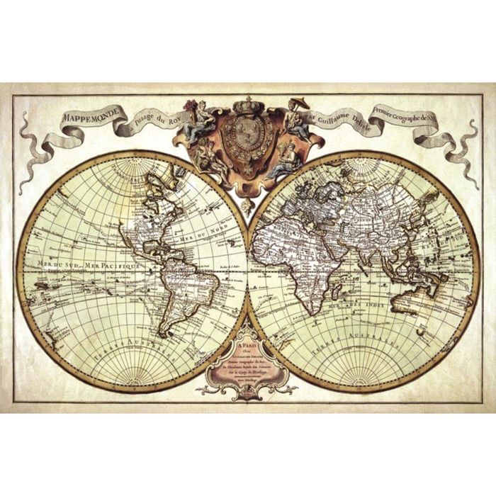 Картина на подрамнике "Французская карта мира"