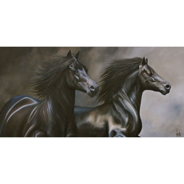 Картина на подрамнике "Скачущие лошади"