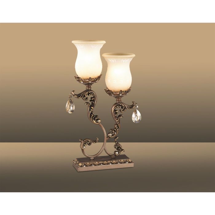 Настольная лампа VARZA E27 2х60W 220V бронза/хрусталь