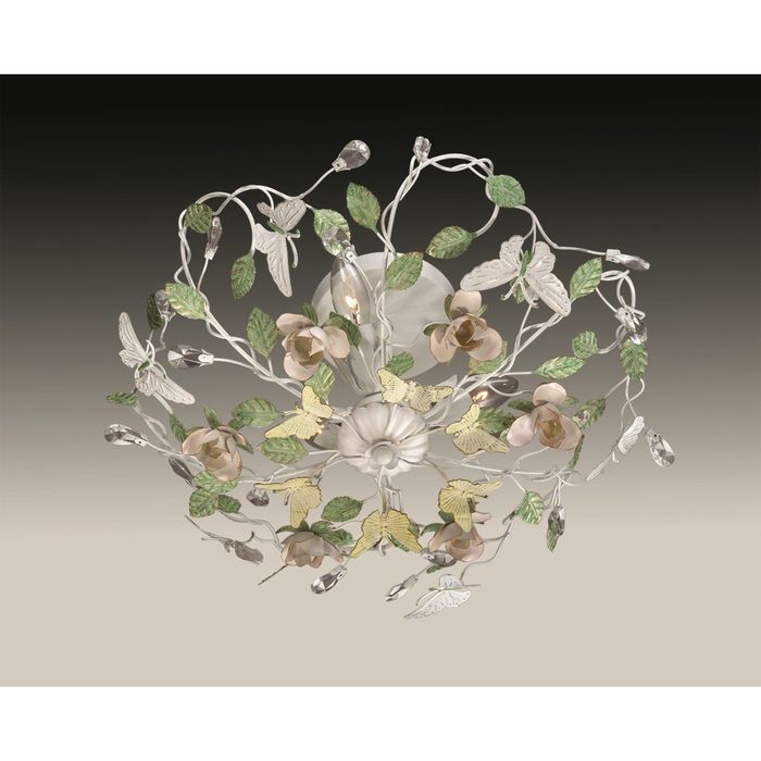 Люстра потолочная ARELATA E14 3х40W 220V бежевый/зелёный/розовый/хрусталь