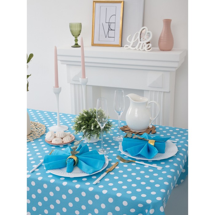 Набор столовый "Этель" Лесная голубика (вид2) скатерть 150х250 см, салфетка 40х40 см 10 шт., рогожка