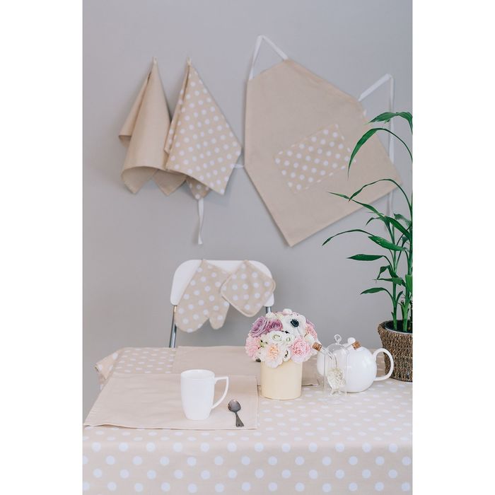Набор столовый "Этель" Ваниль (вид2) скатерть 150х250 см, салфетка 40х40 см 10 шт., рогожка