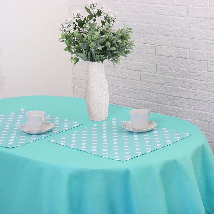 Набор столовый "Этель" Мятная карамель скатерть 150х150 см, салфетка 40х40 см 6 шт., рогожка