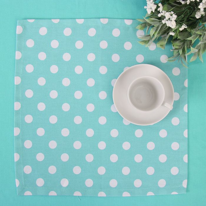 Набор столовый "Этель" Мятная карамель скатерть 150х150 см, салфетка 40х40 см 6 шт., рогожка