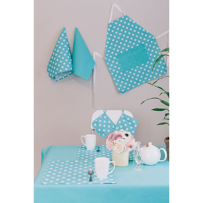 Набор столовый "Этель" Мятная карамель скатерть 150х250 см, салфетка 40х40 см 10 шт., рогожка