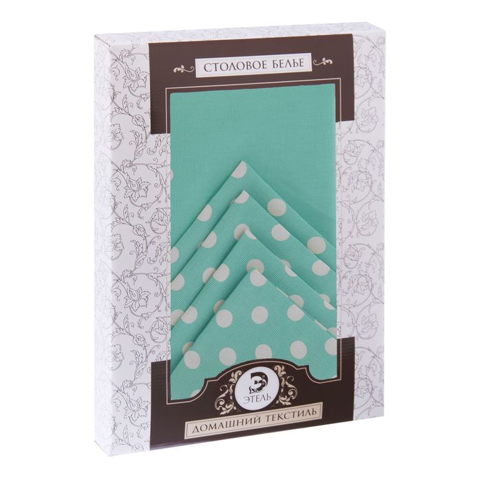 Набор столовый "Этель" Мятная карамель скатерть 150х250 см, салфетка 40х40 см 10 шт., рогожка