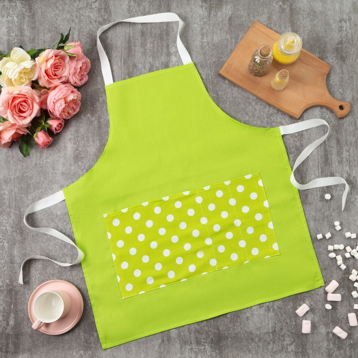 Фартук "Этель" Зелёное яблоко (вид 1), 100% хл, рогожка, 165 г/м2