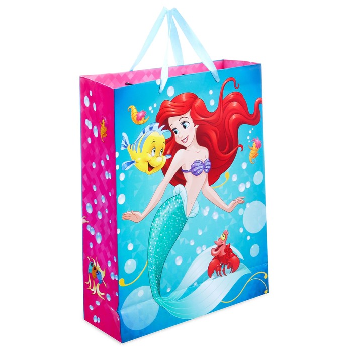 Пакет ламинированный вертикальный "С Днем Рождения!", Принцессы: Ариель, 31 х 40 х 11 см