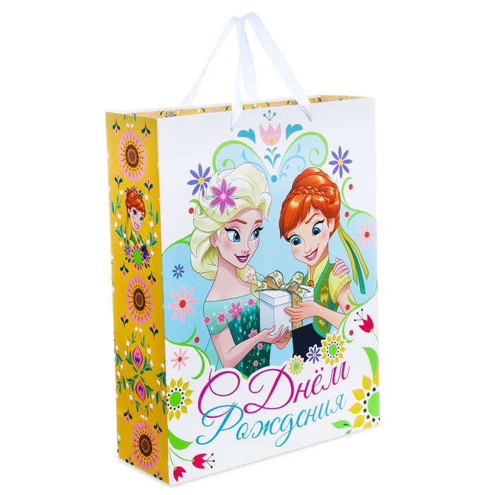 Пакет ламинированный вертикальный "С Днем Рождения", Холодное сердце, 31 х 40 х 11 см