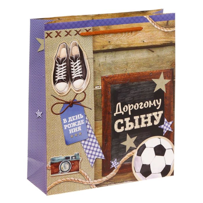 Пакет ламинированный вертикальный «Дорогому сыну», MS 18 × 23 × 8 см