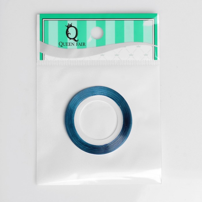 Лента фольгированная клеевая для ногтей, 0,1см, 18м, цвет синий