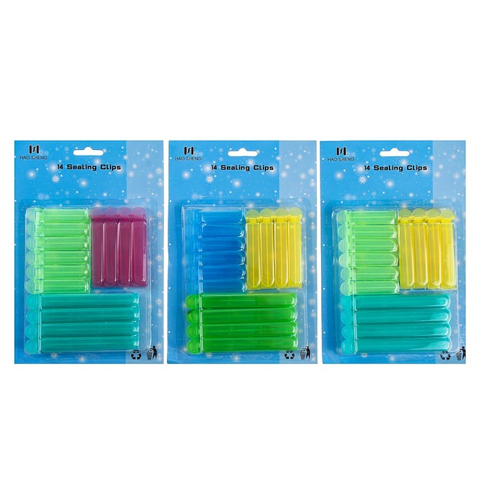 Набор зажимов для пакета 6/8/12,5 см (14 шт), цвет МИКС