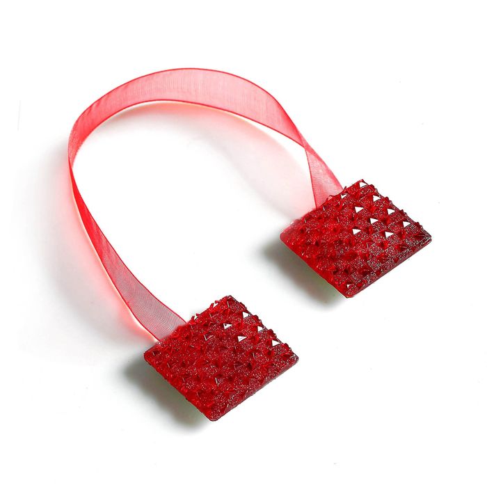 Подхват для штор на ленте "Кристалл", цвет красный