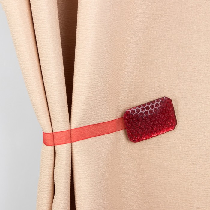 Подхват для штор на ленте "Соты", цвет красный