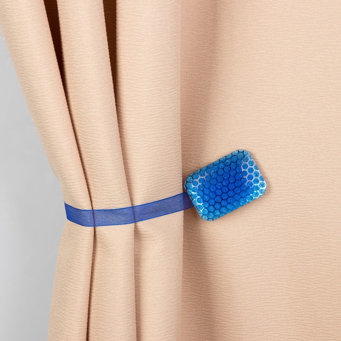 Подхват для штор на ленте "Соты", цвет синий