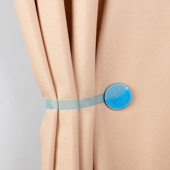 Подхват для штор на ленте "Месяц", d=4см, цвет голубой