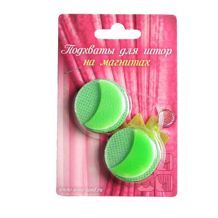 Подхват для штор на ленте "Месяц", d=4см, цвет зелёный