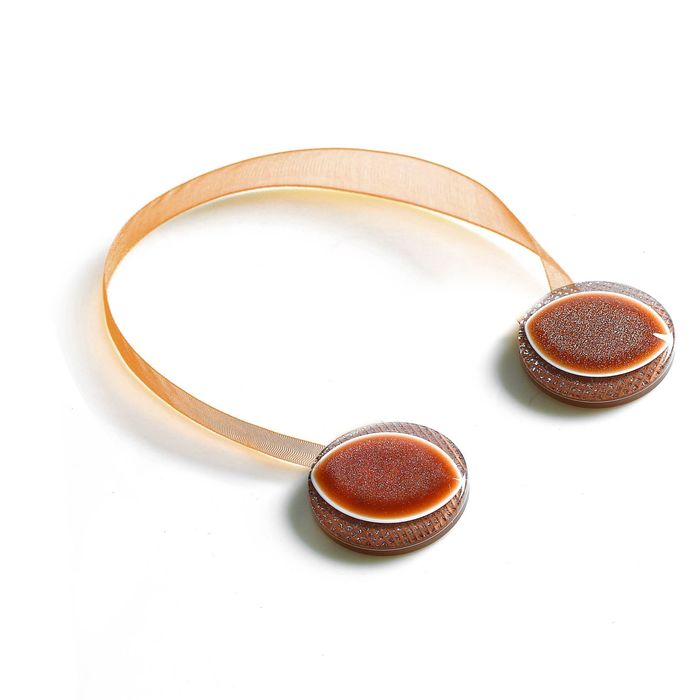 Подхват для штор на ленте "Кошачий глаз", d=4см, цвет кофейный