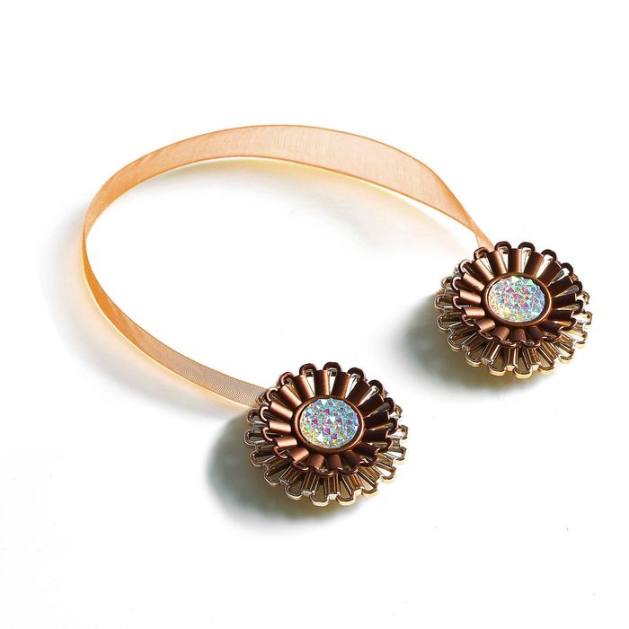 Подхват для штор на ленте "Гербера", d=5см, цвет кофейный