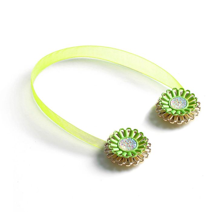 Подхват для штор на ленте "Гербера", d=5см, цвет зелёный