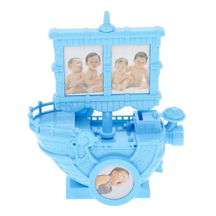 Шкатулка музыкальная механическая с фоторамкой на 3 фото+копилка "Корабль" МИКС 20х15х11см