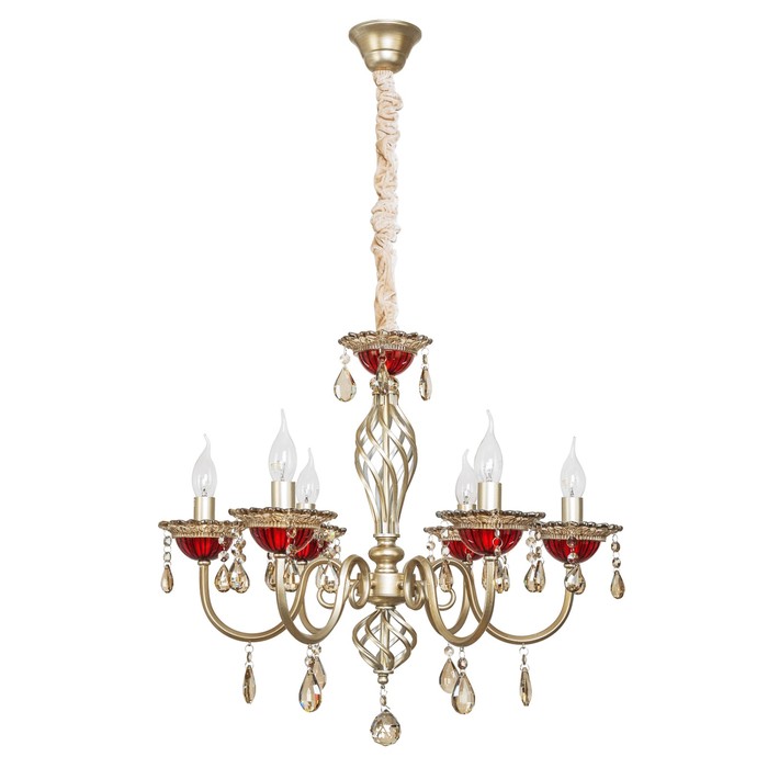 Люстра "Эсмеральда", 6 ламп, 40W, Е14, золото