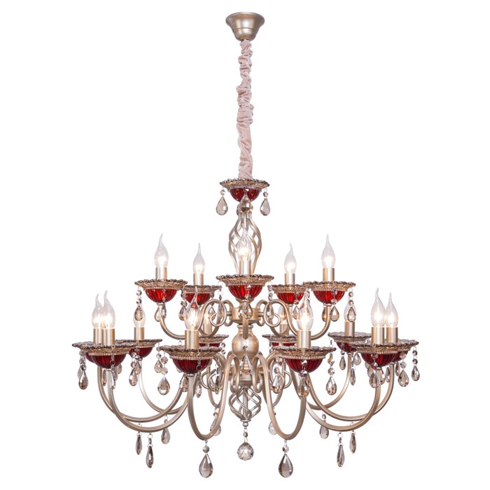 Люстра "Эсмеральда", 15 ламп, 40W, Е14, золото