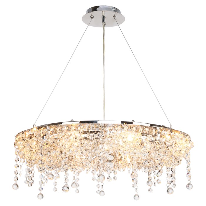 Люстра хрусталь "Царская" 8 ламп 60W Е14 хром 96х56х56 см