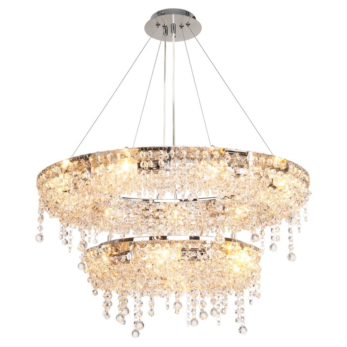 Люстра хрусталь "Царская" 15 ламп 60W Е14 хром 96х66х66 см