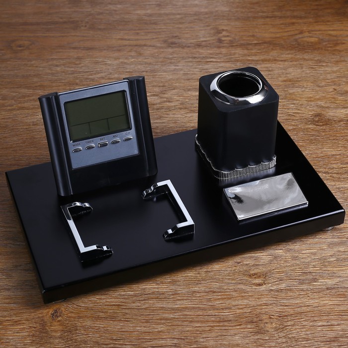 Набор настольный: часы, блок для бумаги, подставка для ручек