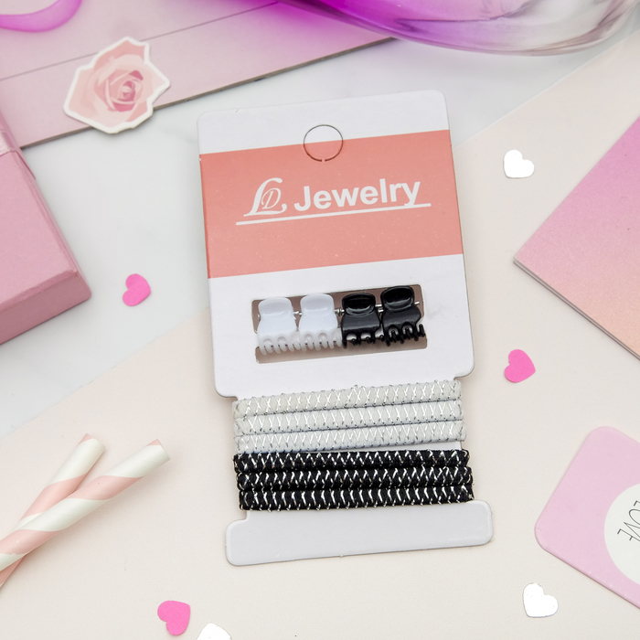 Набор для волос "Классик" чёрно-белый (4 краба, 6 резинок)