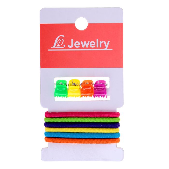 Набор для волос "Классик" разноцветный (4 краба, 6 резинок)