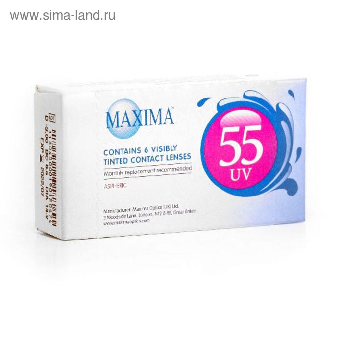 фото Контактные линзы maxima 55 uv aspheric, 8/8,8 в наборе 6 шт. maxima optics ltd