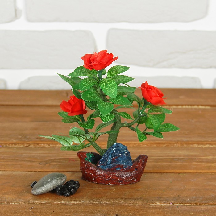 Бонсай "С розами" 5,5*8*14 см микс