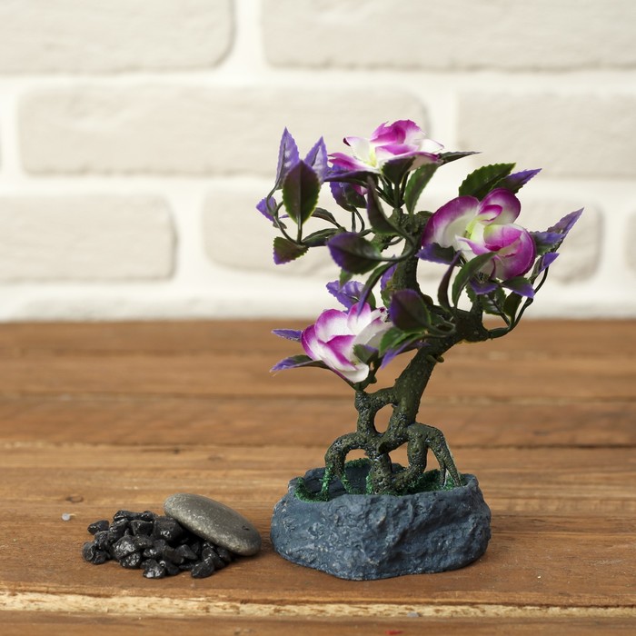 Бонсай "Пятнистые листочки с розами" микс