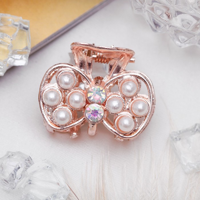 Краб для волос "Золотой туман" 2,5 см бантик