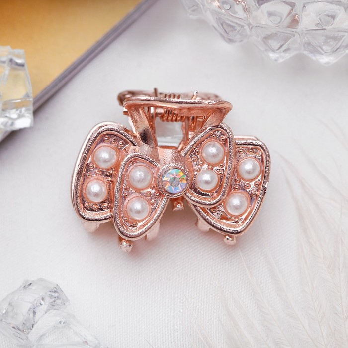 Краб для волос "Золотой туман" 2,5 см двойной бант