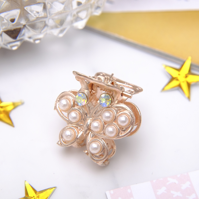 Краб для волос "Золотой туман" 2,5 см бабочка