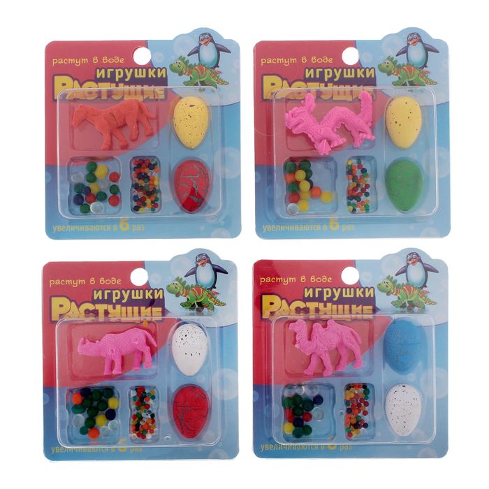 Растущие животные "Звери", набор 2 яйца с динозаврами, петух, гидрогель, МИКС