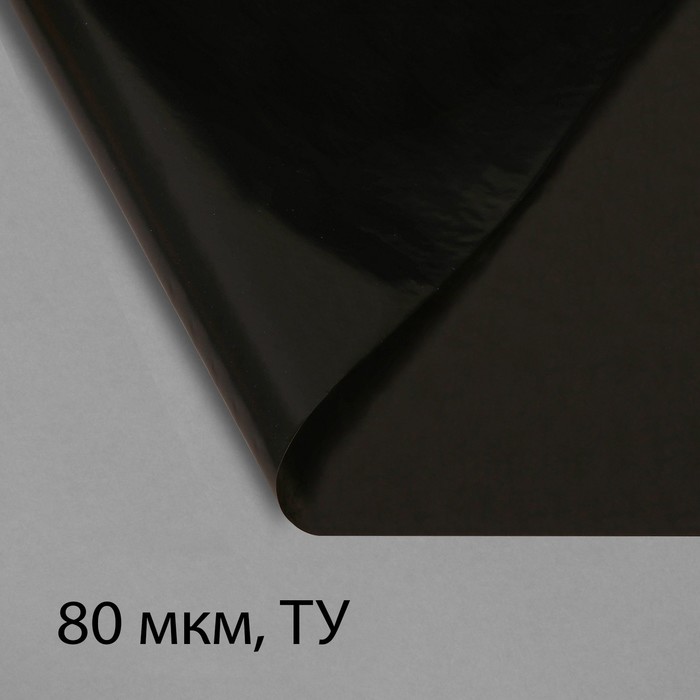 Плёнка полиэтиленовая, техническая, толщина 80 мкм, 3 × 10 м, рукав (1,5 м × 2), чёрная, 2 сорт, Эконом 50 %