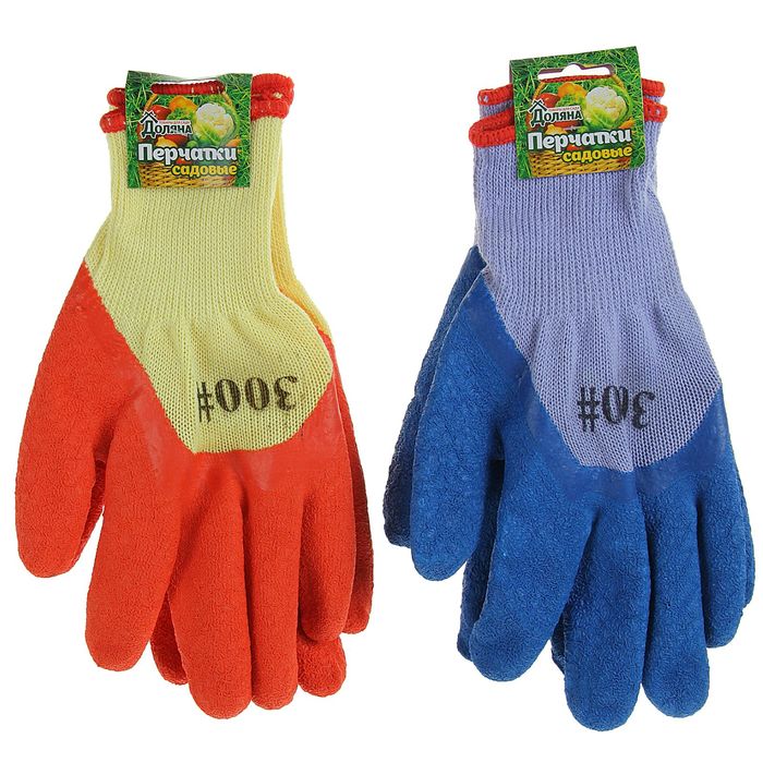 Перчатки нейлоновые, с латексной пропиткой, размер 10, цвет МИКС