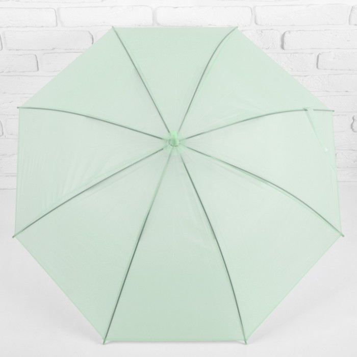 Зонт-трость "Однотонный", полуавтоматический, R=46см, цвет зелёный/прозрачный