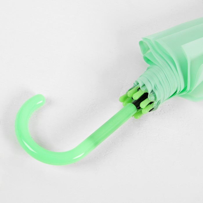 Зонт-трость "Однотонный", полуавтоматический, R=46см, цвет зелёный/прозрачный