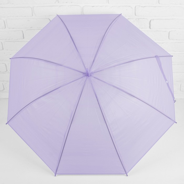 Зонт-трость "Однотонный", полуавтоматический, R=46см, цвет сиреневый/прозрачный