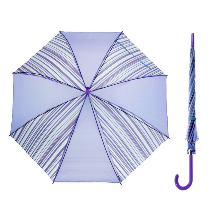 Зонт-трость "Полоска", полуавтоматический, R=55см, цвет сиреневый