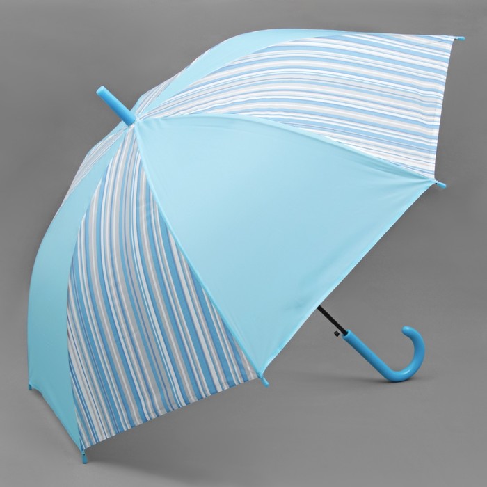 Зонт-трость "Полоска", полуавтоматический, R=55см, цвет голубой