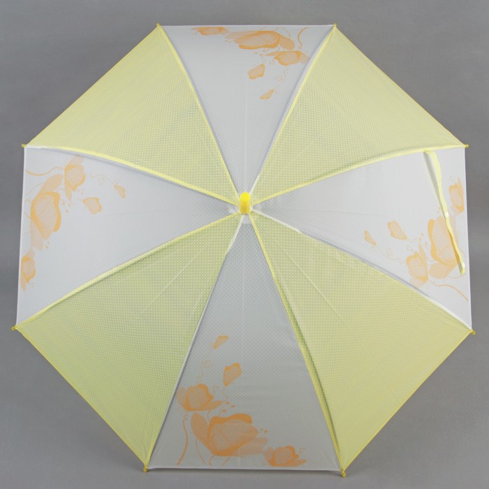 Зонт-трость "Цветы", полуавтоматический, R=55см, цвет жёлтый