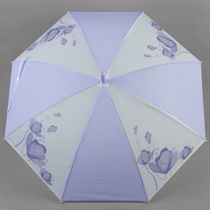 Зонт-трость "Цветы", полуавтоматический, R=55см, цвет сиреневый
