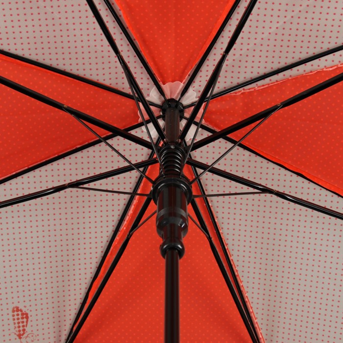 Зонт-трость "Цветы", полуавтоматический, R=55см, цвет красный