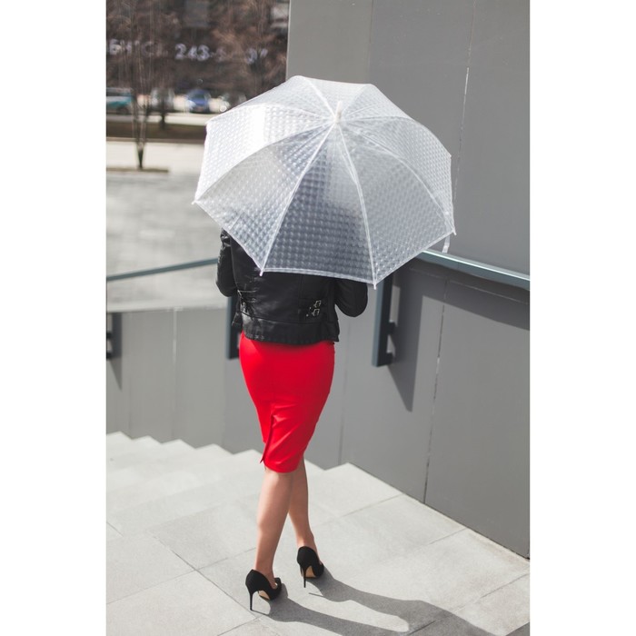 Зонт-трость "Однотонный", 3D, полуавтоматический, R=55см, цвет белый